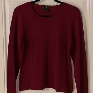 INC International Concepts Women's Burgundy Long Sleeve Tee